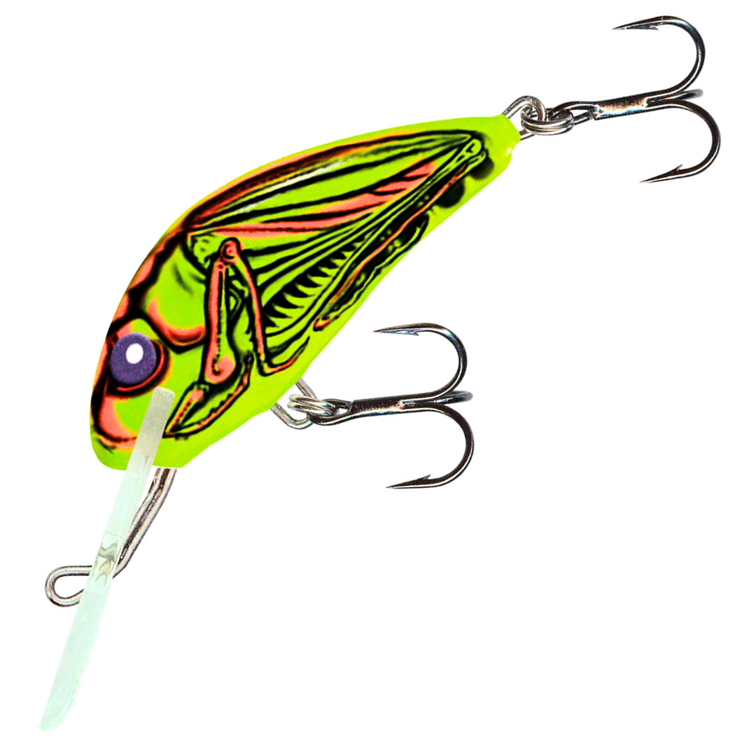 Salmo Hornet 4cm 3g Kelluva vaappu, väri CrassHopper: keltainen pohja ja heinäsirkan kuvio