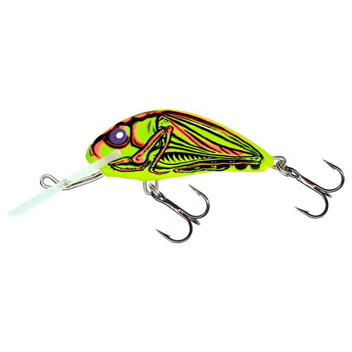 Salmo Hornet 4cm 3g Kelluva vaappu CrassHopper sivulta, pää vasemmalla