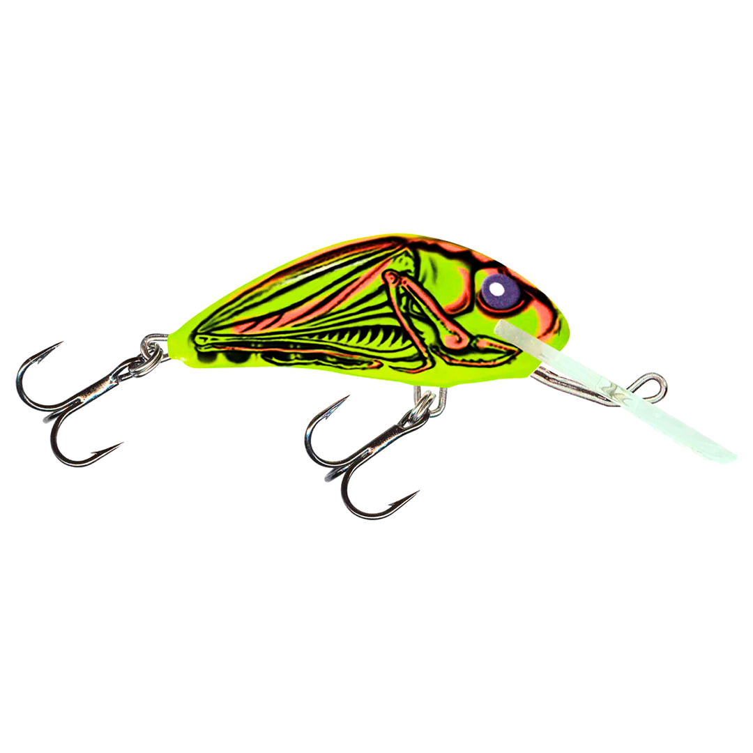 Salmo Hornet 4cm 3g Kelluva vaappu CrassHopper sivulta, pää oikealla