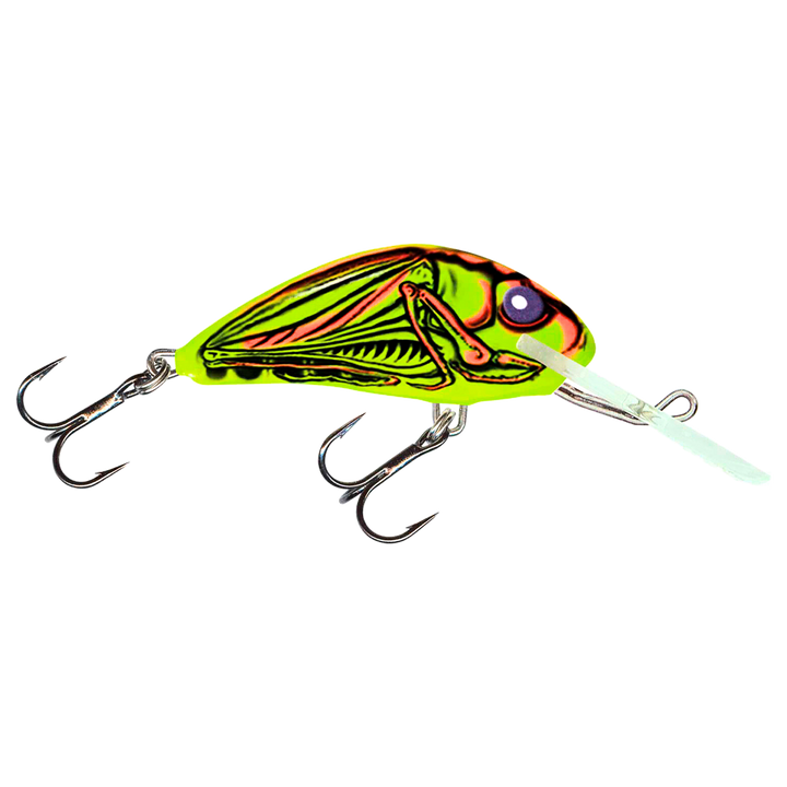 Salmo Hornet 4cm 3g Kelluva vaappu CrassHopper sivulta, pää oikealla