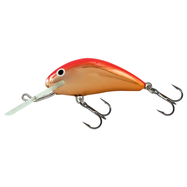 Salmo Hornet 4cm 3g Kelluva vaappu (GMO) Gold Metallic Orange sivulta, pää vasemmalla
