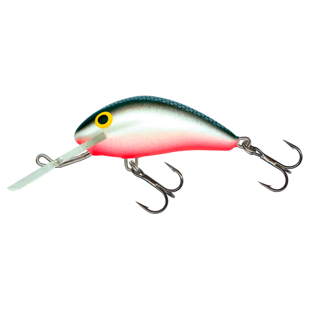Salmo Hornet 4cm 3g Kelluva vaappu (GRS) Grey Silver sivulta, pää vasemmalla