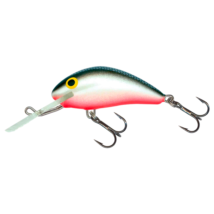 Salmo Hornet 4cm 3g Kelluva vaappu (GRS) Grey Silver sivulta, pää vasemmalla