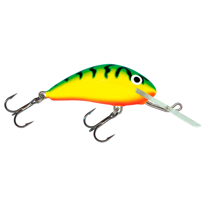 Salmo Hornet 4cm 3g Kelluva vaappu (GRT) Green Tiger sivulta, pää oikealla