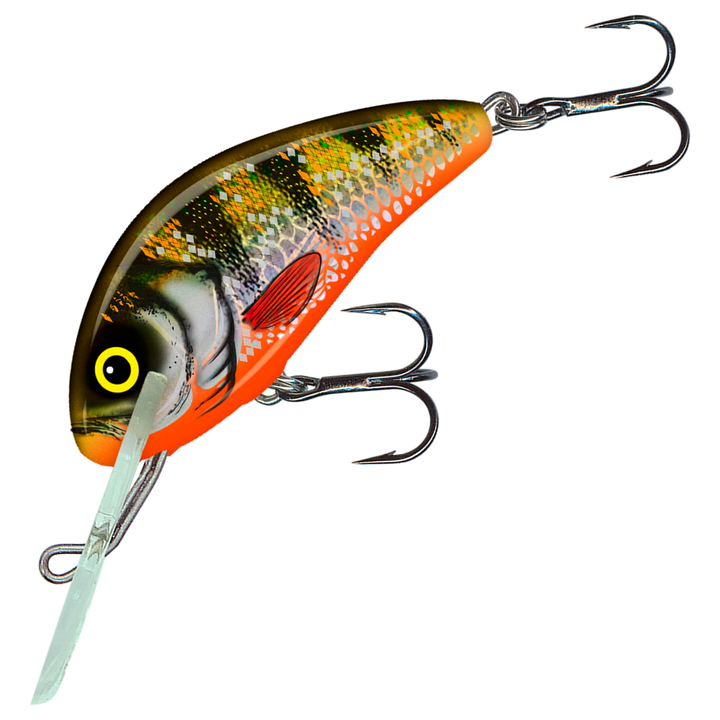 Salmo Hornet 4cm 3g Kelluva vaappu, väri (NHP) North Holo Perch: oliivinvihreä selkä, tummat raidat ja oranssi vatsa