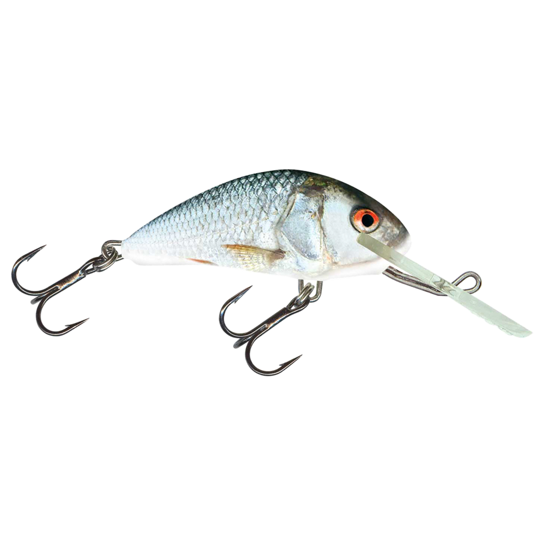 Salmo Hornet 4cm 3g Kelluva vaappu Real Dace (RDE) sivulta, pää oikealla