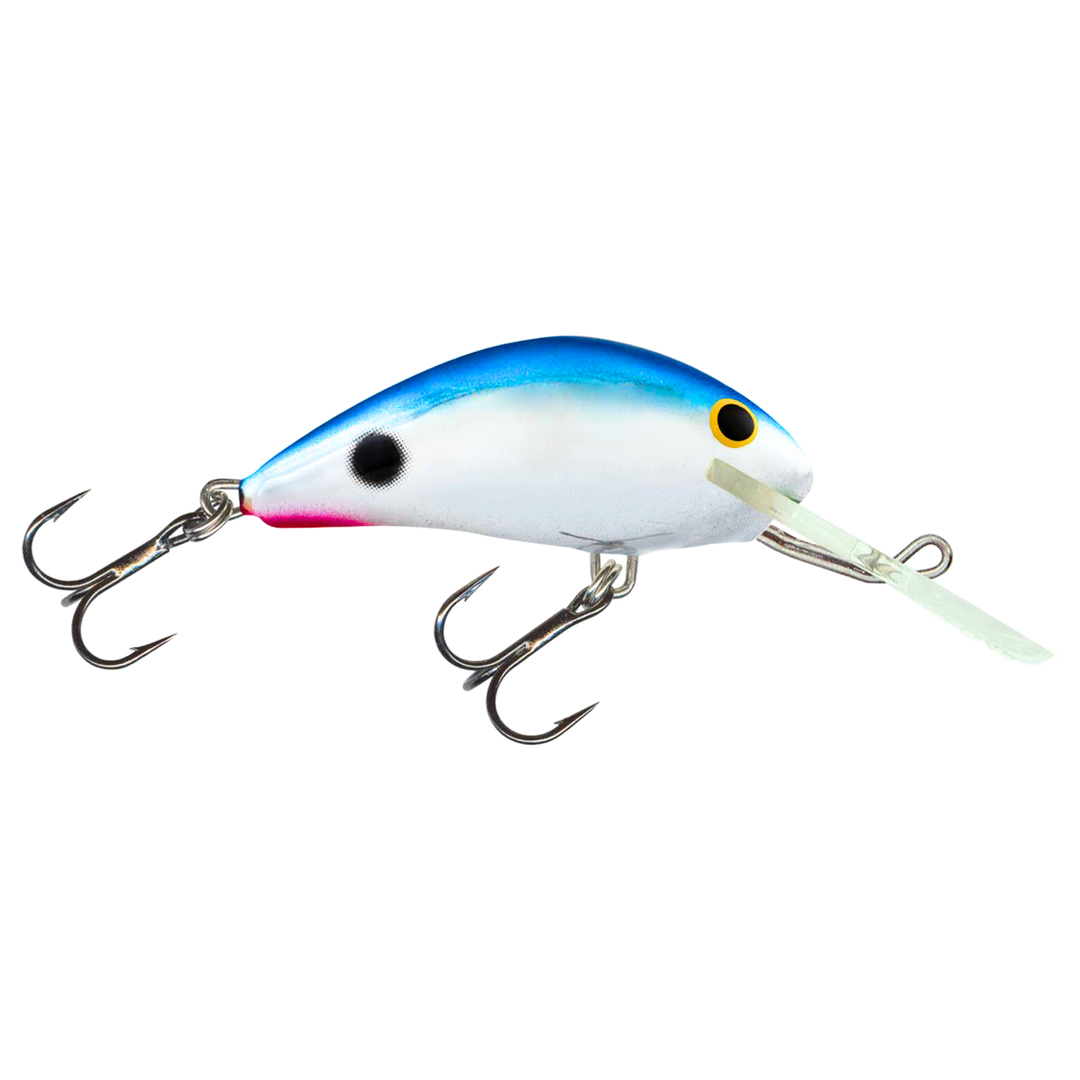 Salmo Hornet 4cm 3g Kelluva vaappu Red Tail Shiner sivulta, pää oikealla