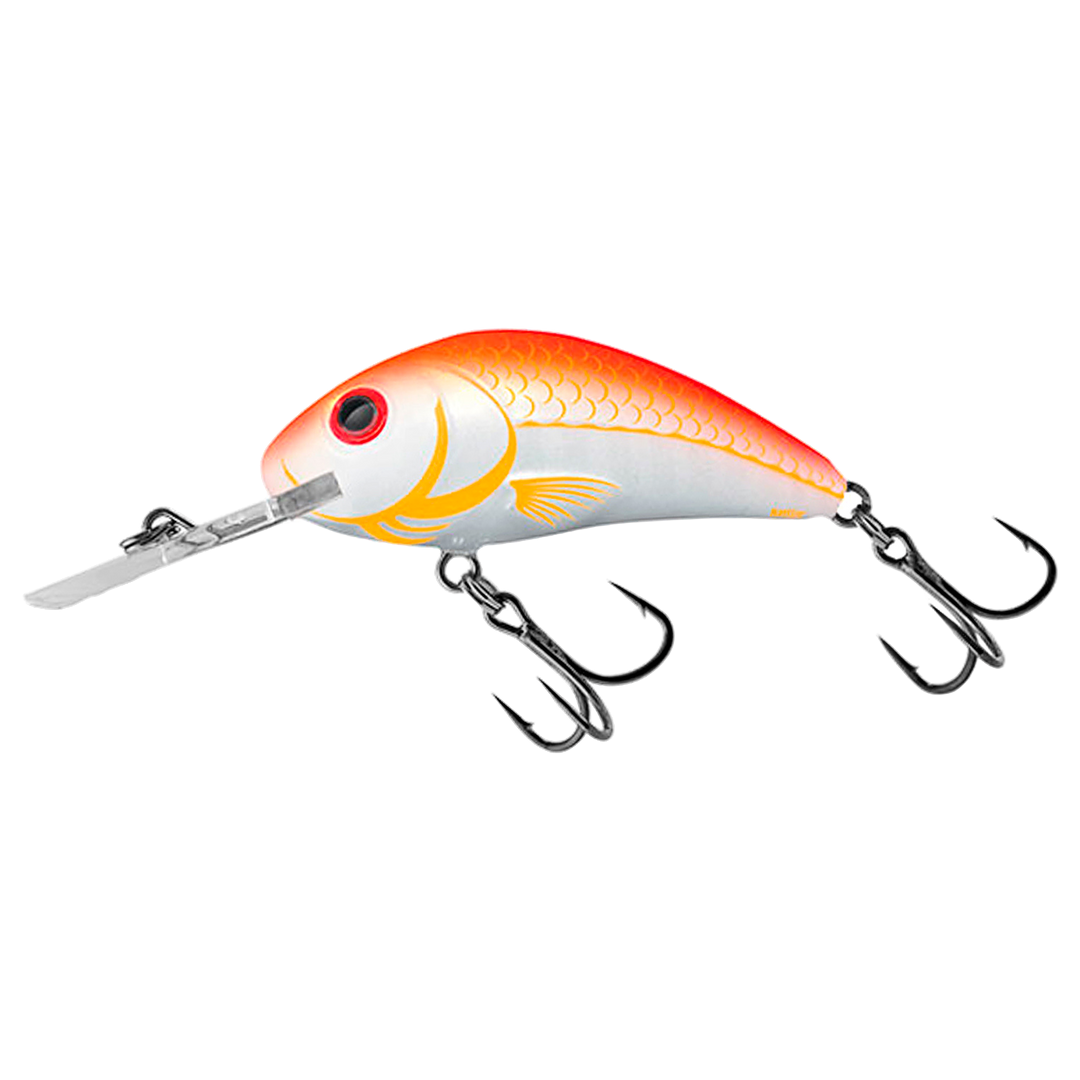 Salmo Hornet 4cm 3g Kelluva vaappu (UVO) Ultra Violet Orange sivulta, pää vasemmalla