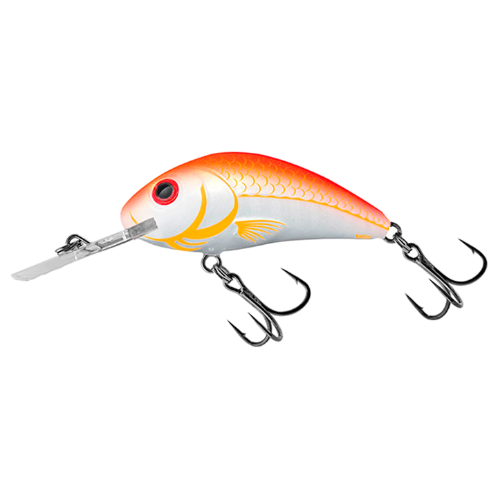 Salmo Hornet 4cm 3g Kelluva vaappu (UVO) Ultra Violet Orange sivulta, pää vasemmalla
