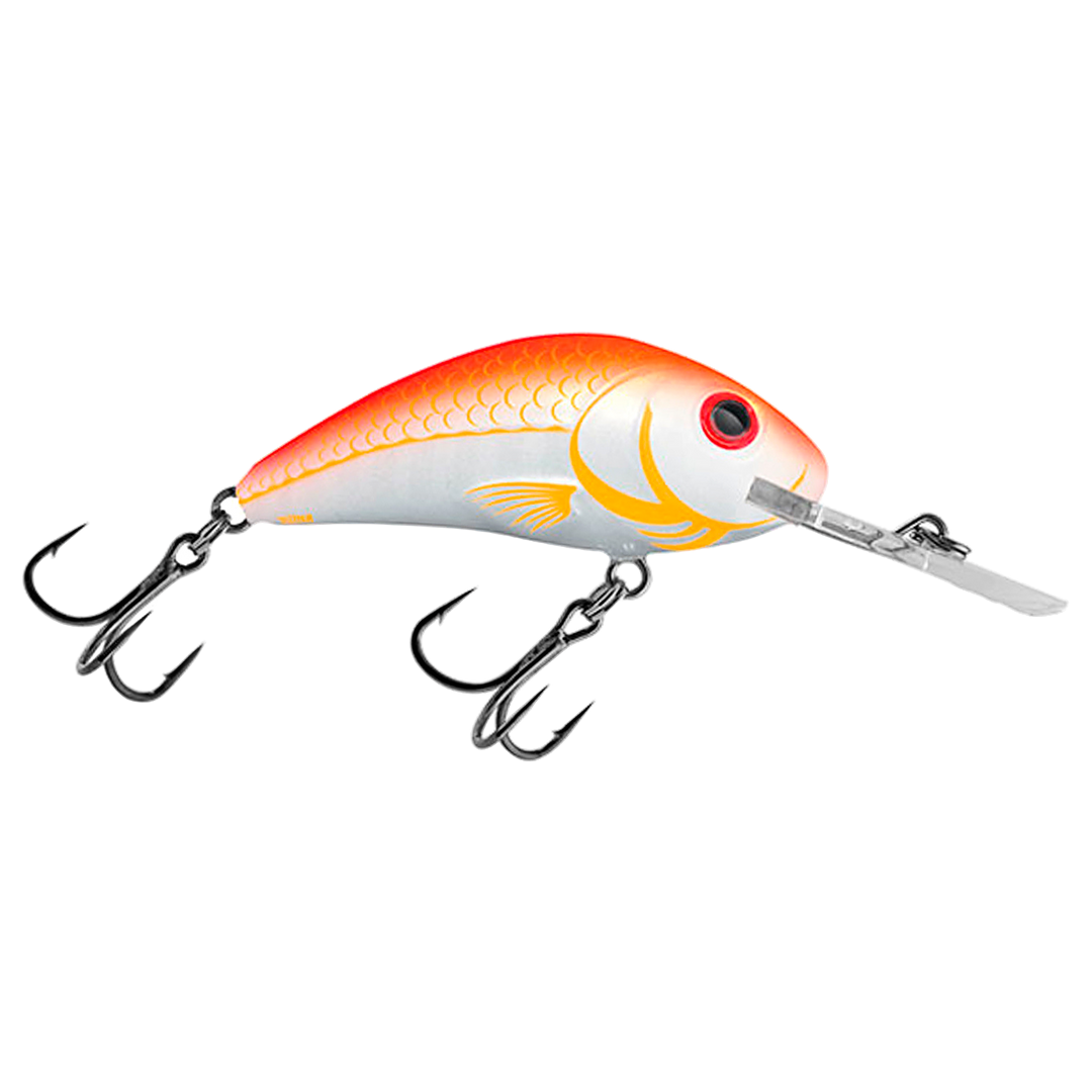Salmo Hornet 4cm 3g Kelluva vaappu (UVO) Ultra Violet Orange sivulta, pää oikealla