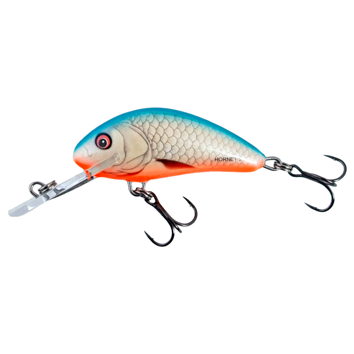 Salmo Hornet 5cm 7g Kelluva Vaappu Dace Blue sivulta, pää vasemmalla