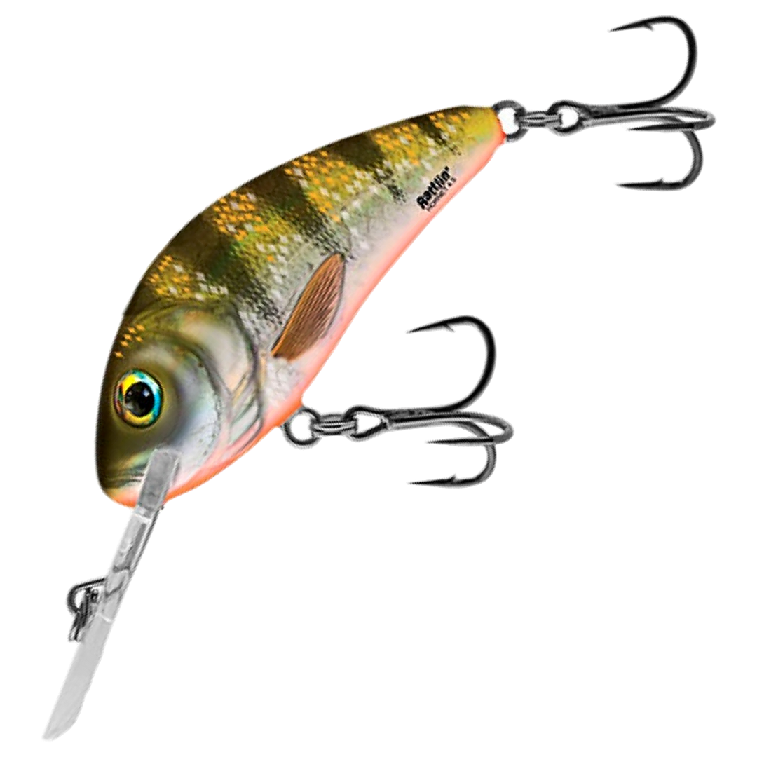 Salmo Rattlin' Hornet Kelluva Vaappu 4.5cm 6g, väri Yellow Holo Perch: oliivinvihreä selkä ja tummat raidat