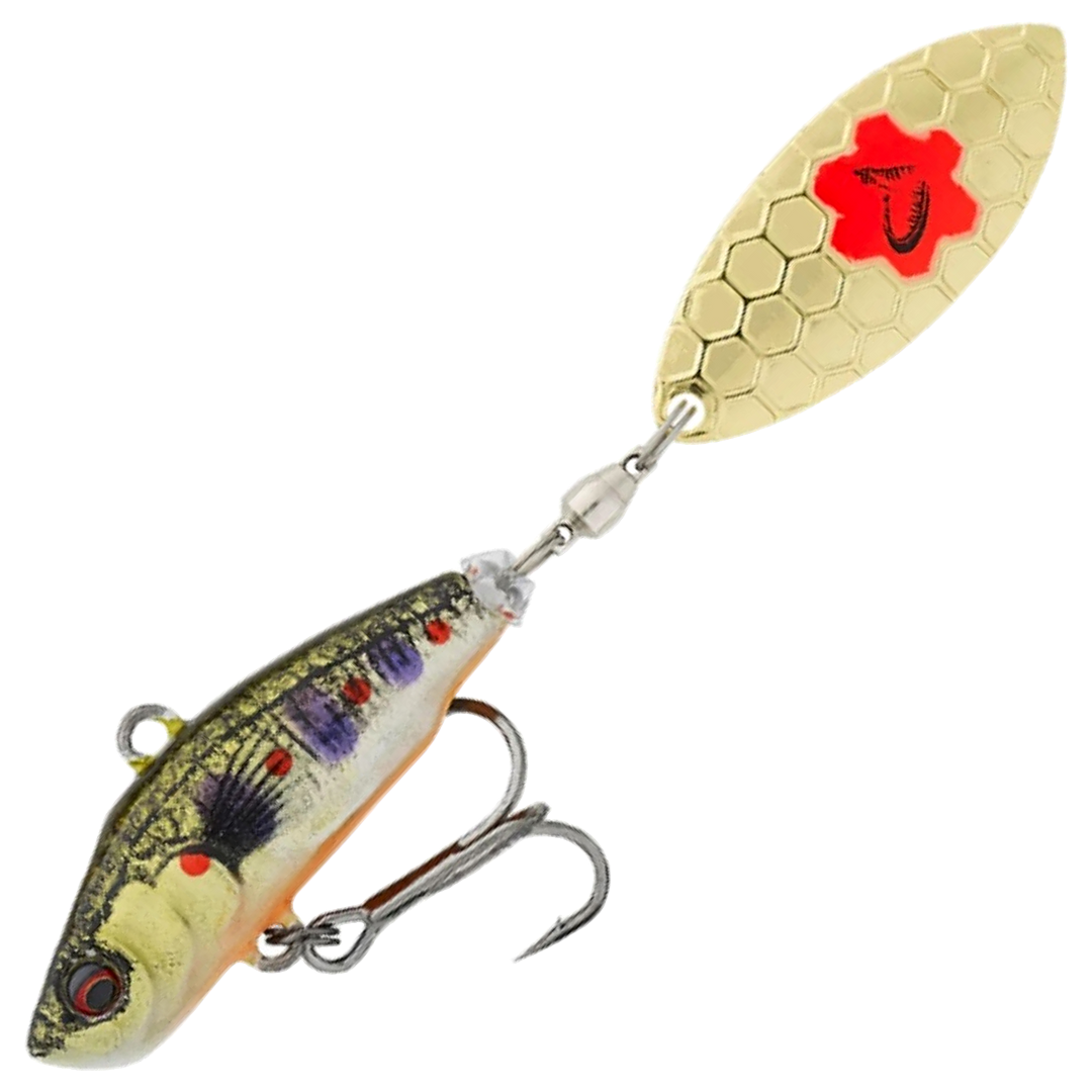 Savage Gear 3D Sticklebait Spintail 6.5cm 9g, väri Brown Trout Smolt: ruskea selkä, punaiset pilkut ja kultainen lippa