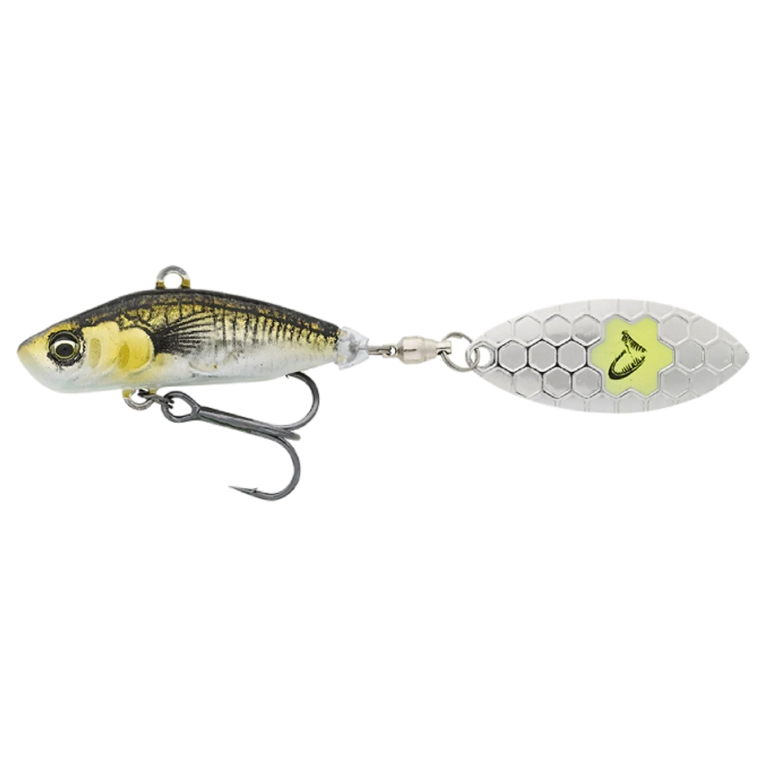Savage Gear 3D Sticklebait Spintail 6.5cm 9g Green Silver Ayu sivulta, pää vasemmalla