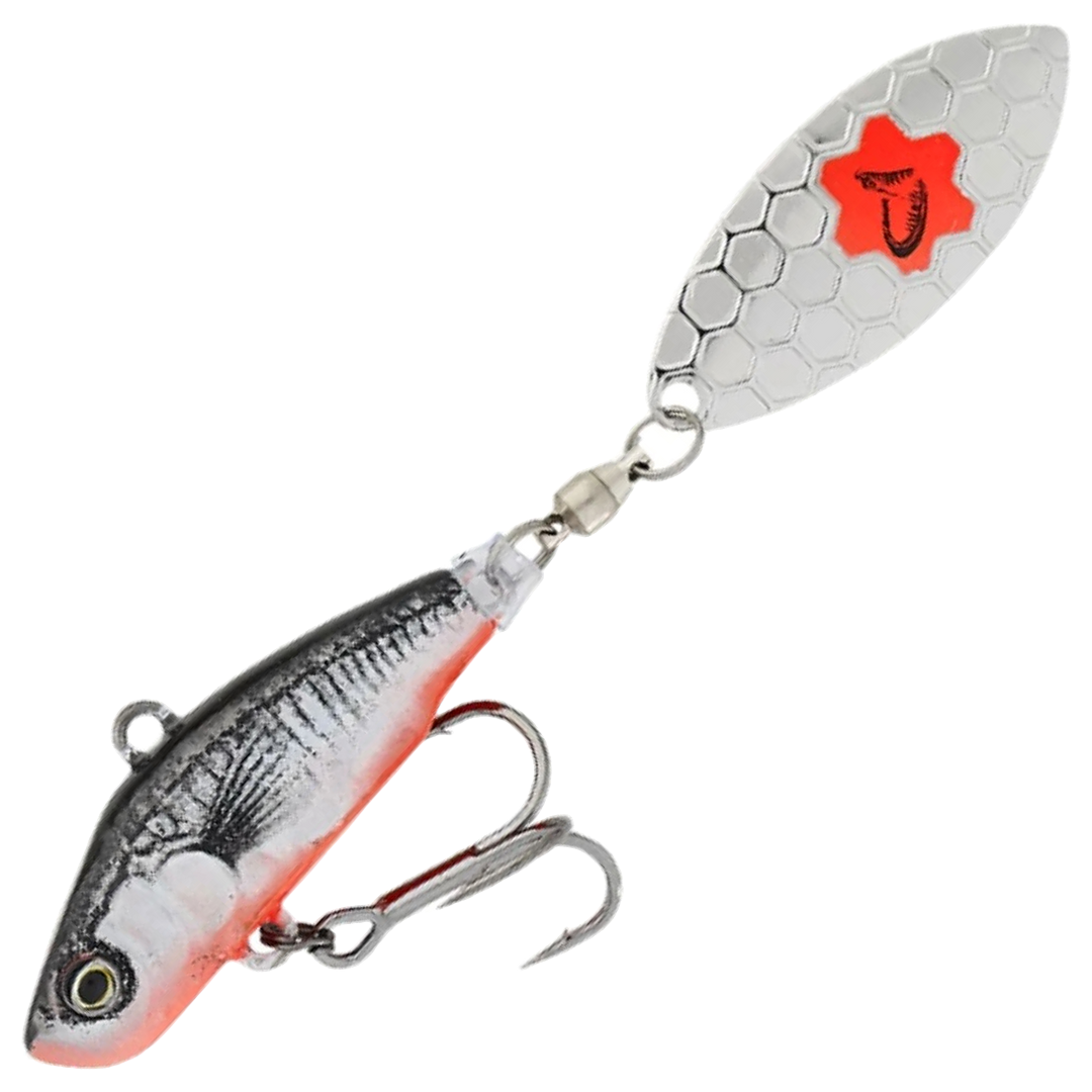 Savage Gear 3D Sticklebait Spintail 7.3cm 13g, väri Black Red: musta selkä, hopeinen kylki, punainen vatsa ja hopeinen lippa