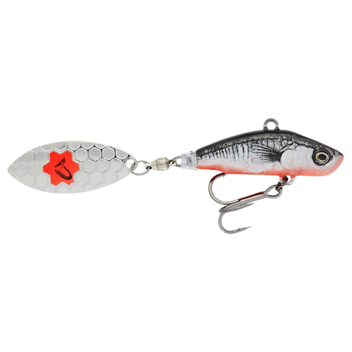 Savage Gear 3D Sticklebait Spintail 7.3cm 13g Black Red sivulta, pää oikealla