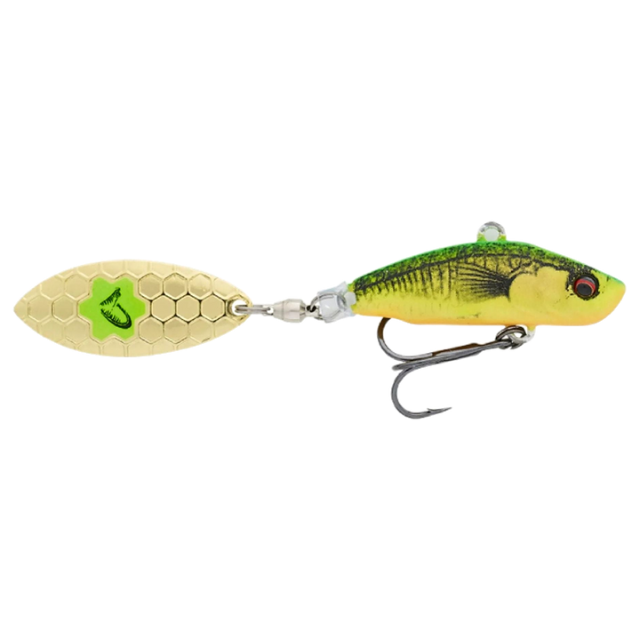 Savage Gear 3D Sticklebait Spintail 7.3cm 13g Firetiger sivulta, pää oikealla