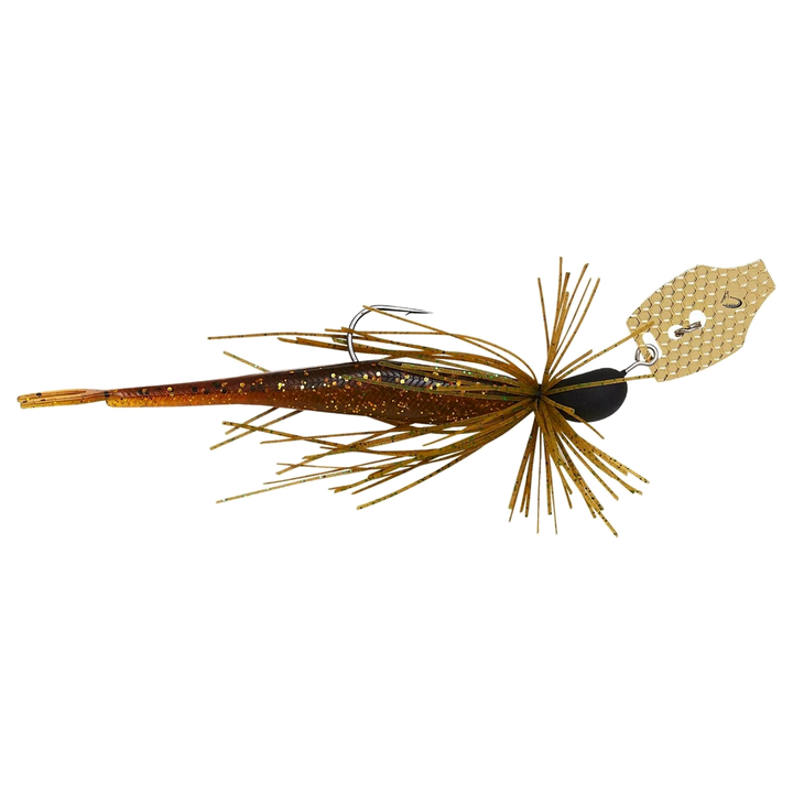 Savage Gear Crazy Swim Jig Chatterbait 10cm 8.5g Motor Oil sivulta, pää oikealla