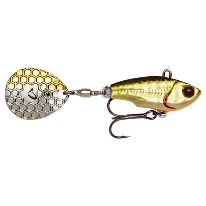 Savage Gear Fat Tail Spin 5.5cm 9g Dirty Roach sivulta, pää oikealla