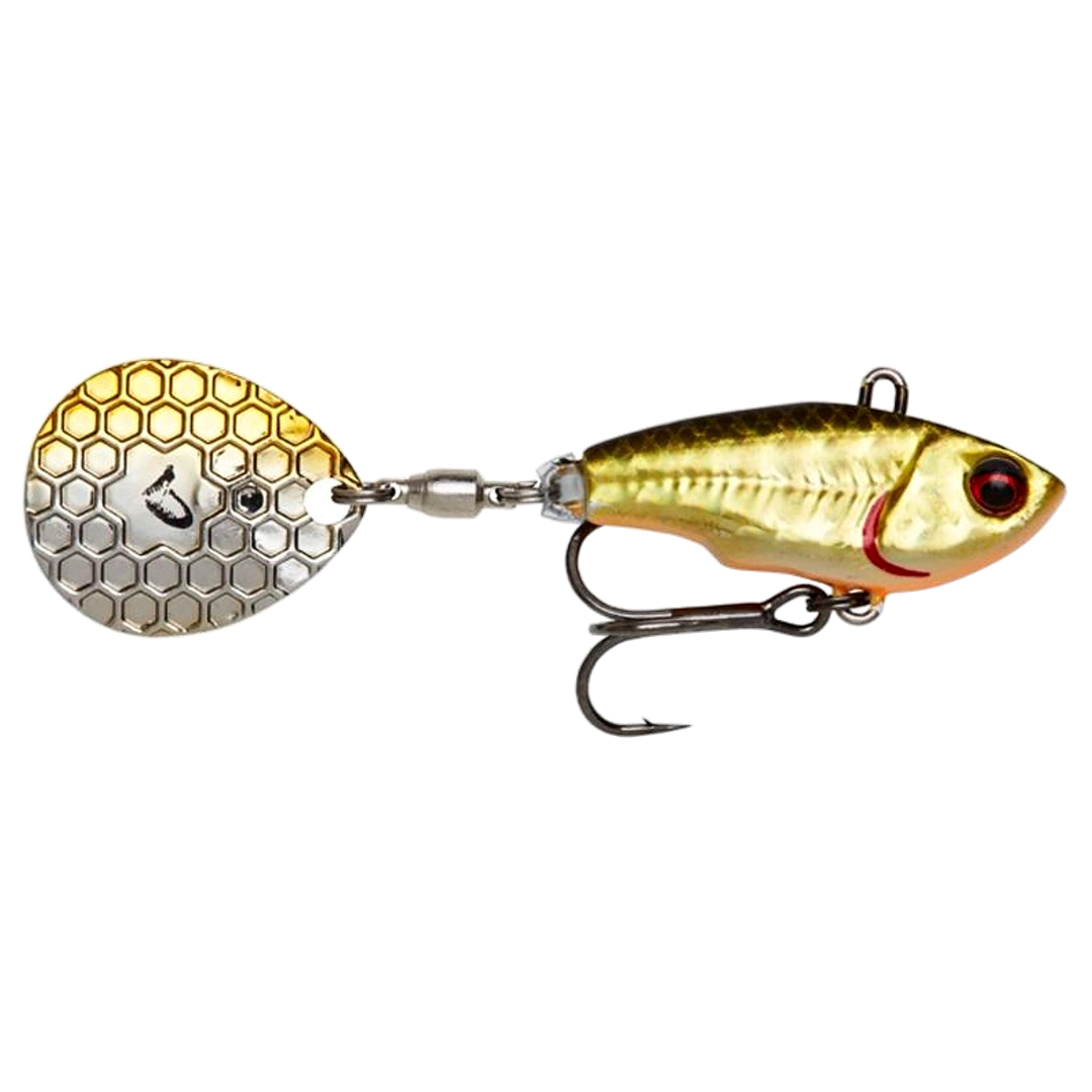 Savage Gear Fat Tail Spin 8cm 24g Dirty Roach sivulta, pää oikealla