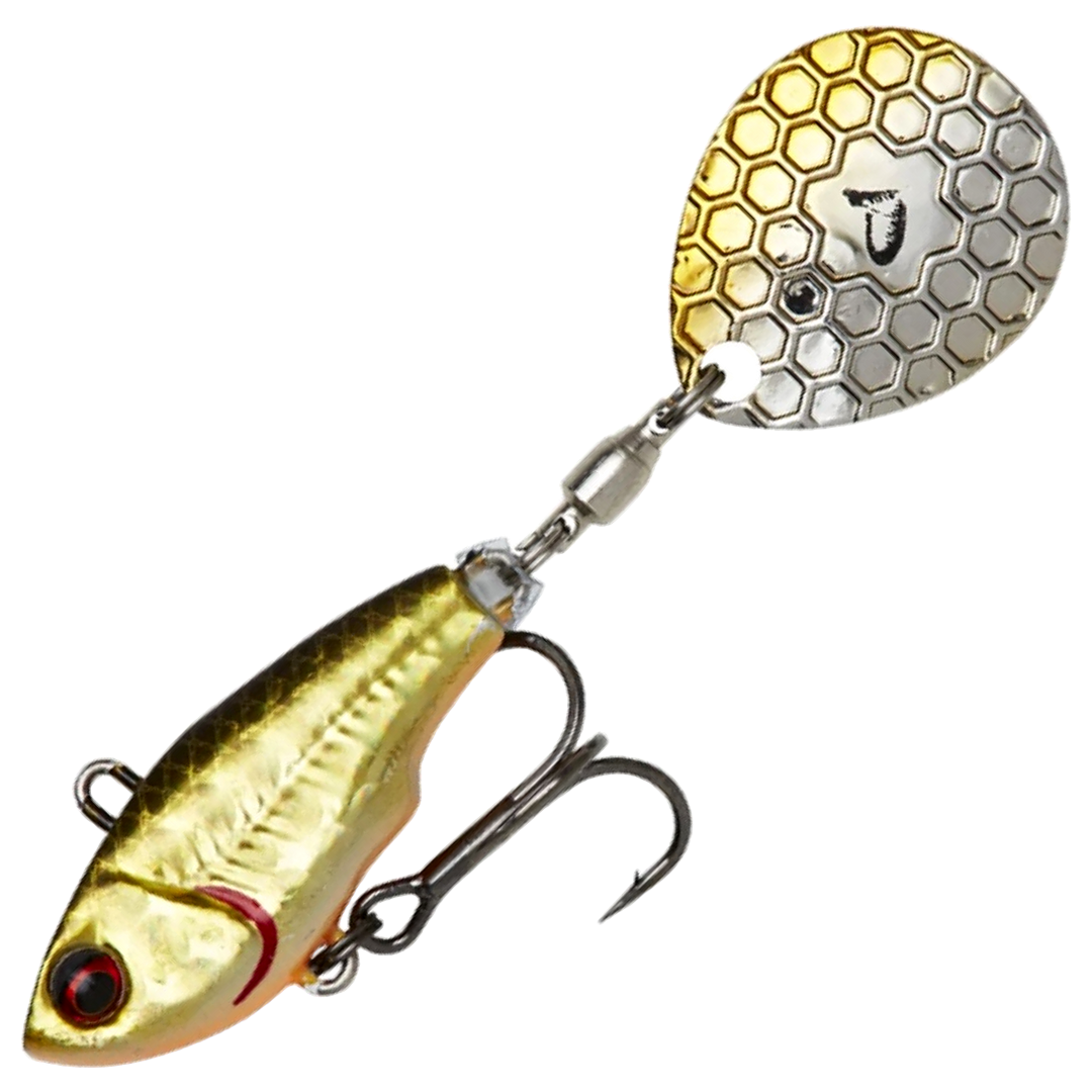 Savage Gear Fat Tail Spin NL (lyijytön) 6.5cm 12.5g, väri Dirty Roach: kultainen runko ja kulta-hopeinen lippa