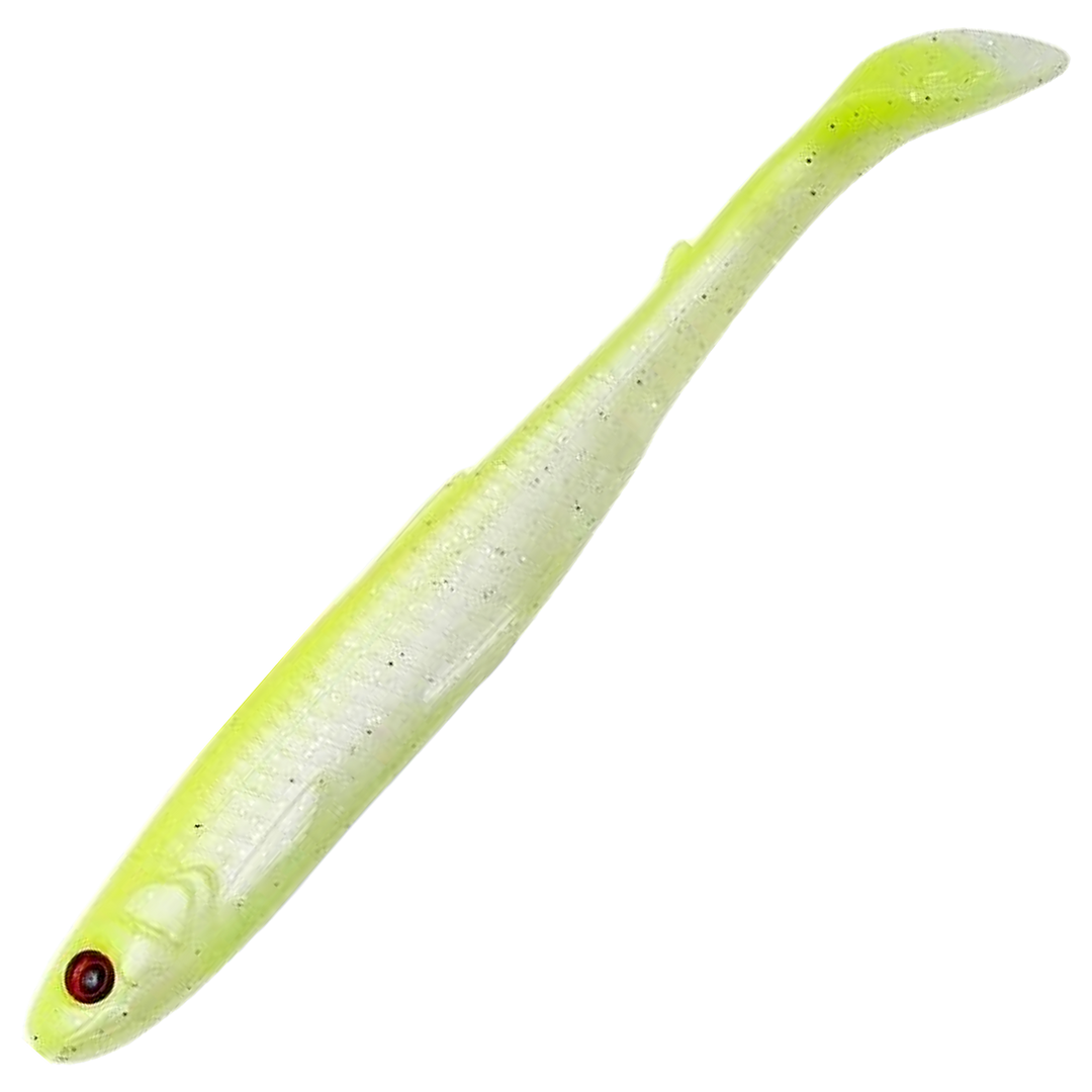 Savage Gear Slender Scoop Shad Jigi 9cm, väri Lemon Back (LB): kellanvihreä selkä ja valkoinen vatsa