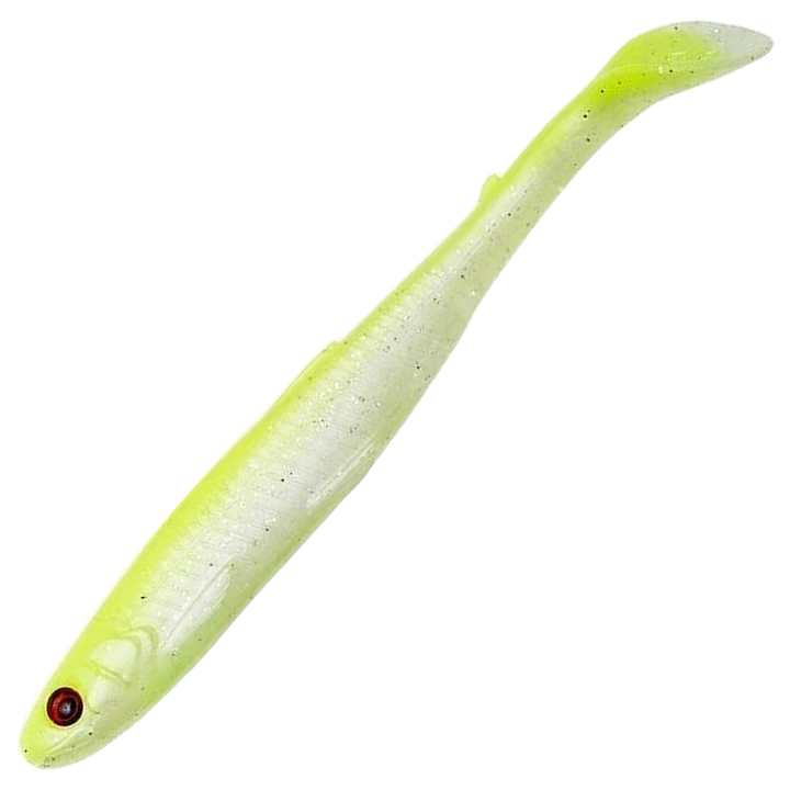 Savage Gear Slender Scoop Shad Jigi 9cm, väri Lemon Back (LB): kellanvihreä selkä ja valkoinen vatsa