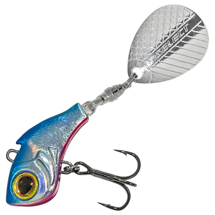 Select Turbo II Spintail 10g, väri 10: sininen selkä, pinkki vatsa, hopeinen kylki ja hopeinen lippa