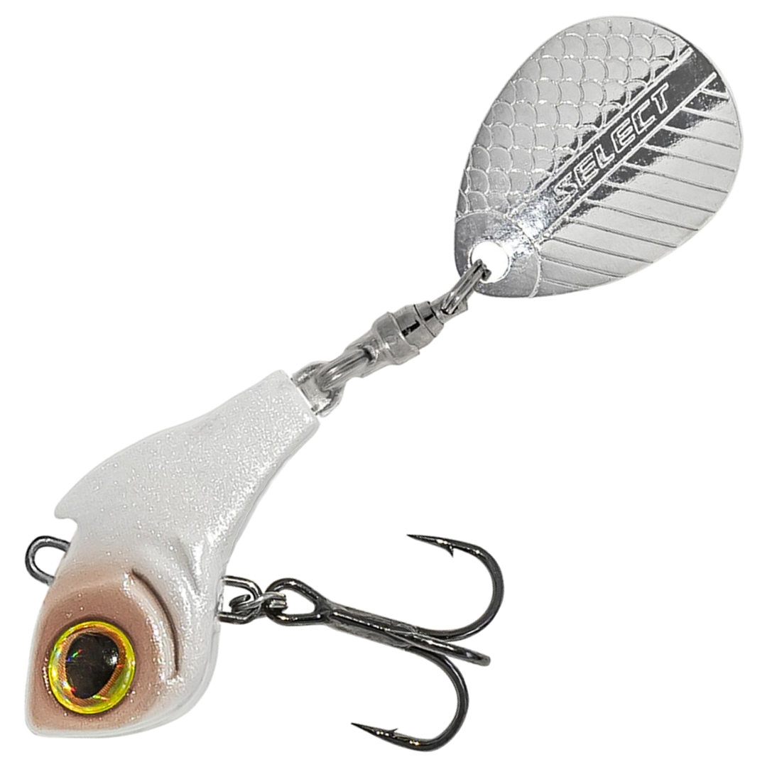 Select Turbo II Spintail 7g, väri 11: valkoinen runko ja hopeinen lippa