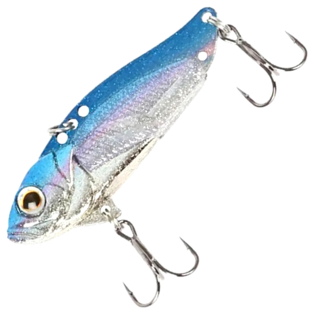 Strike Pro Astro Vibe UV Blade 16.7g 5.5cm, väri A195E: sininen selkä ja hopeahileinen kylki