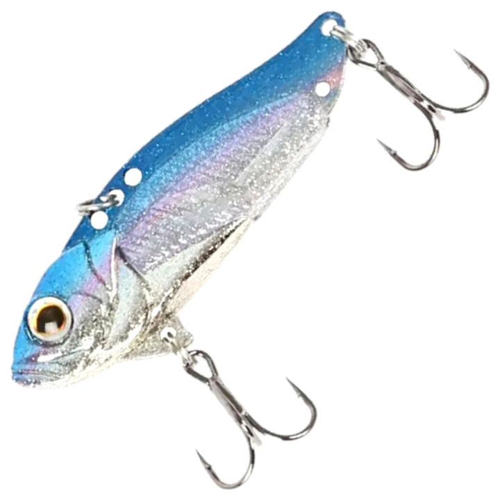 Strike Pro Astro Vibe UV Blade 16.7g 5.5cm, väri A195E: sininen selkä ja hopeahileinen kylki