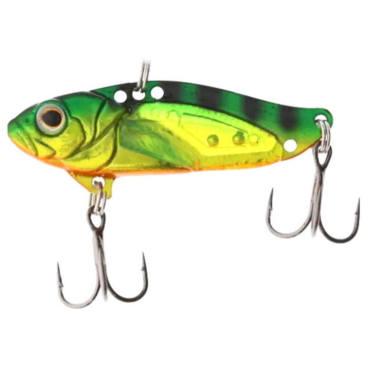 Strike Pro Astro Vibe UV Blade 16.7g 5.5cm Firetiger sivulta, pää vasemmalla