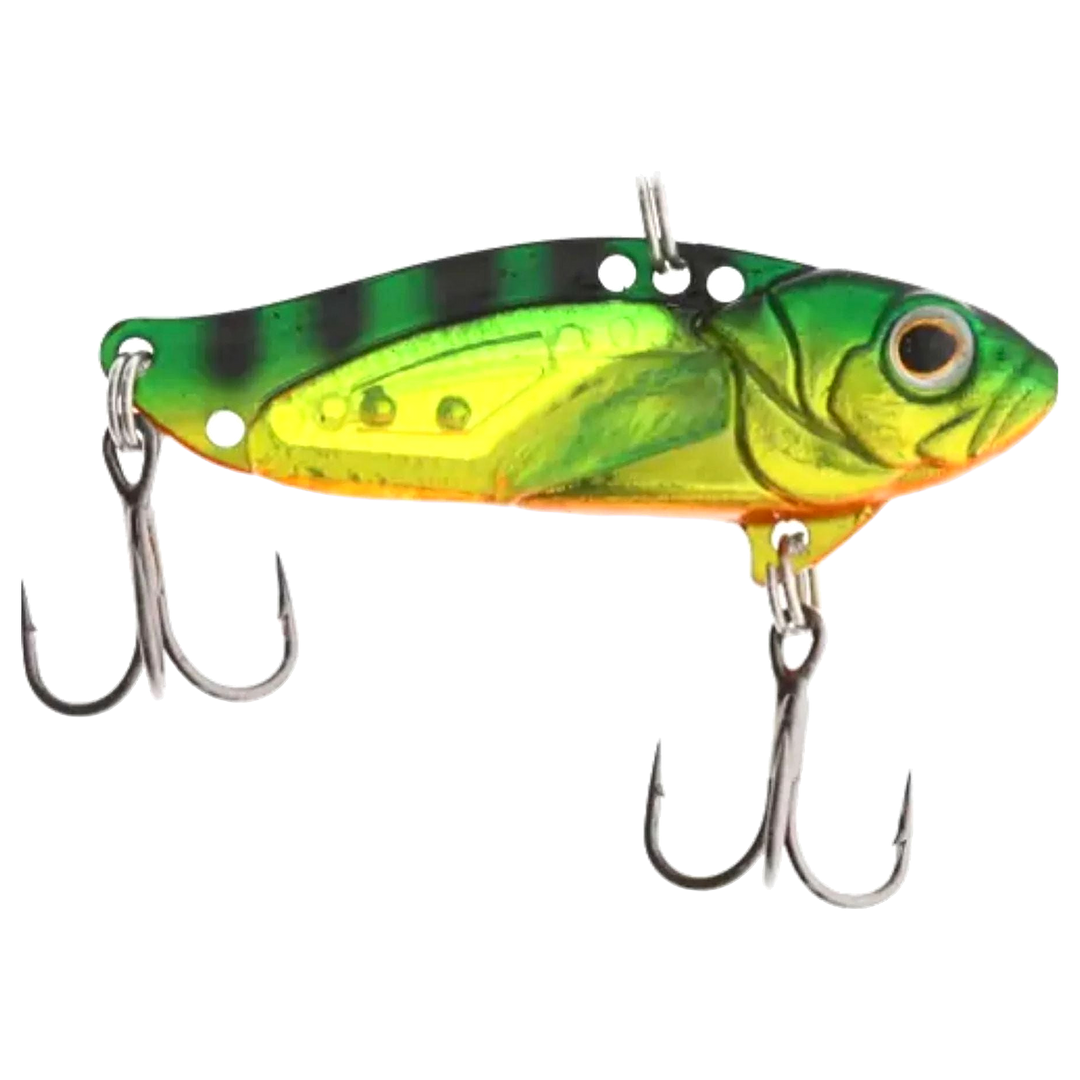 Strike Pro Astro Vibe UV Blade 16.7g 5.5cm Firetiger sivulta, pää oikealla