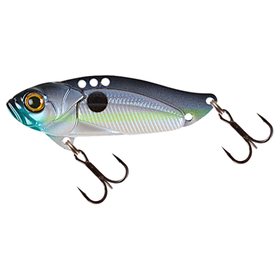 Strike Pro Astro Vibe UV Blade 16.7g 5.5cm Ghost Shad V2 sivulta, pää vasemmalla