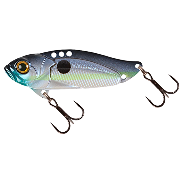 Strike Pro Astro Vibe UV Blade 16.7g 5.5cm Ghost Shad V2 sivulta, pää vasemmalla