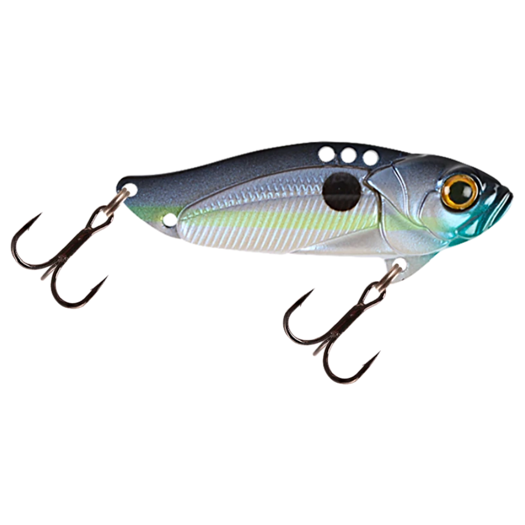 Strike Pro Astro Vibe UV Blade 16.7g 5.5cm Ghost Shad V2 sivulta, pää oikealla