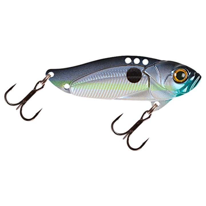 Strike Pro Astro Vibe UV Blade 16.7g 5.5cm Ghost Shad V2 sivulta, pää oikealla