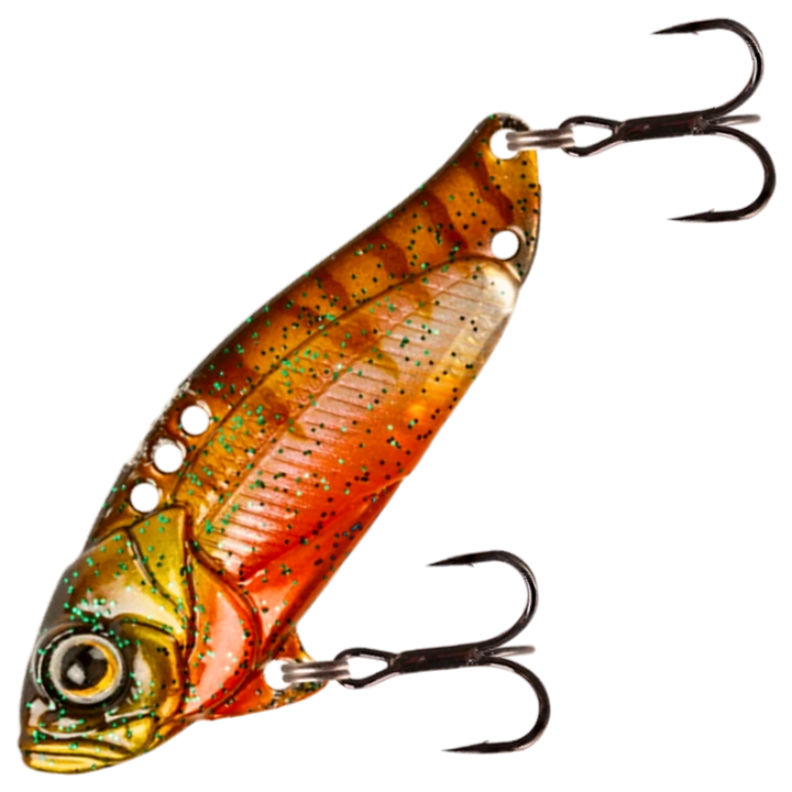 Strike Pro Astro Vibe UV Blade 16.7g 5.5cm, väri Hot Perch: oranssinruskea runko ja tummat poikkiraidat