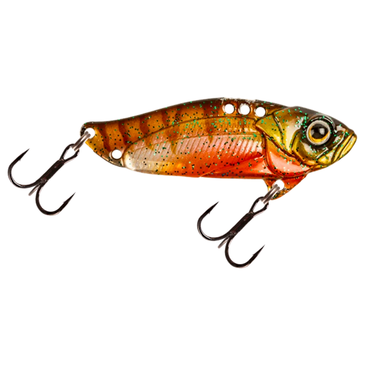 Strike Pro Astro Vibe UV Blade 16.7g 5.5cm Hot Perch sivulta, pää oikealla