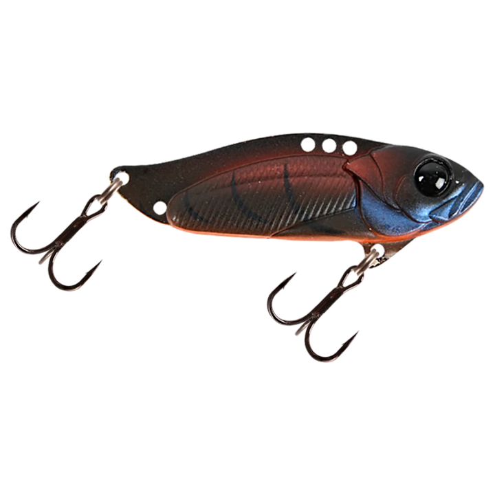Strike Pro Astro Vibe UV Blade 16.7g 5.5cm Roasted Craw sivulta, pää oikealla