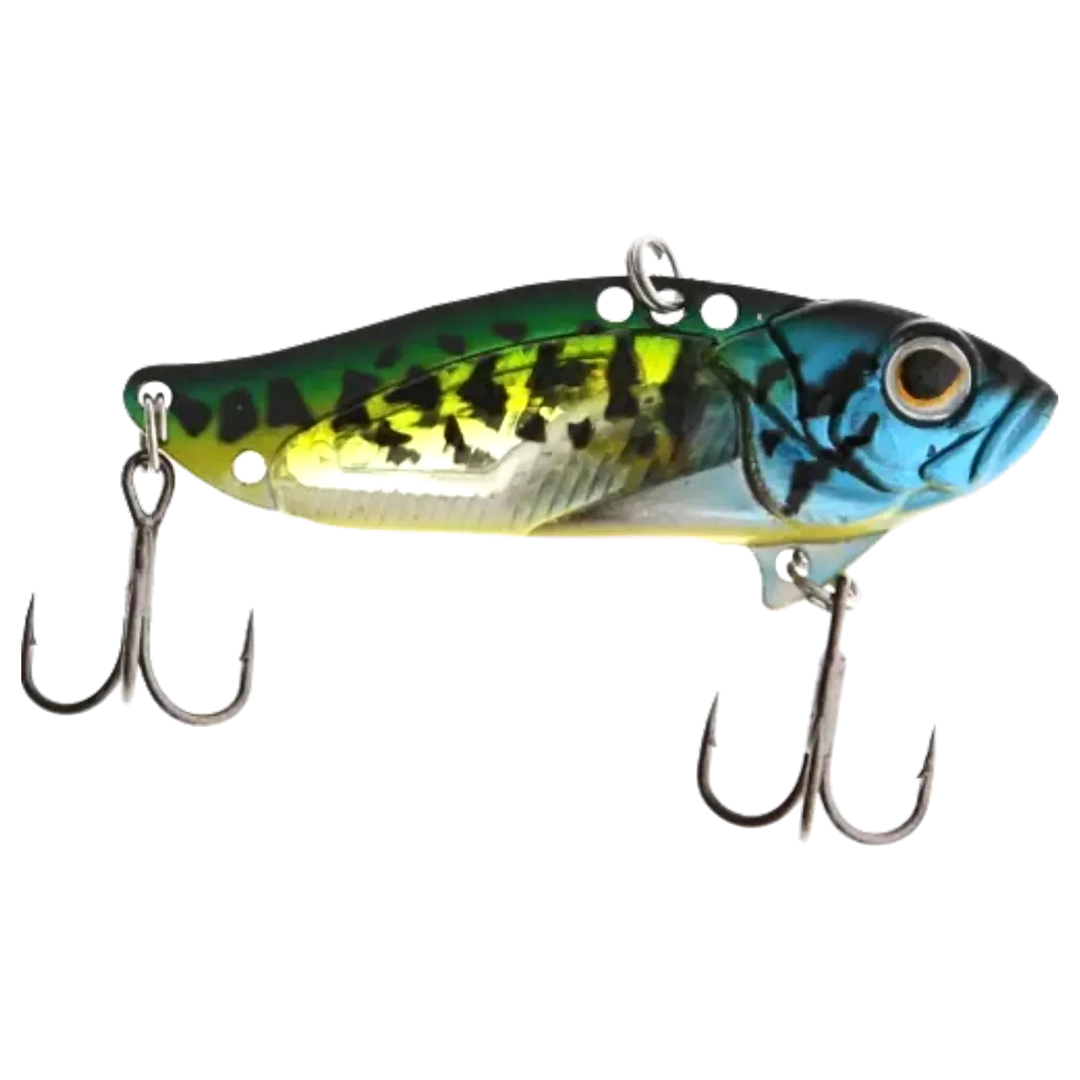 Strike Pro Astro Vibe UV Blade 16.7g 5.5cm Venom Perch sivulta, pää oikealla