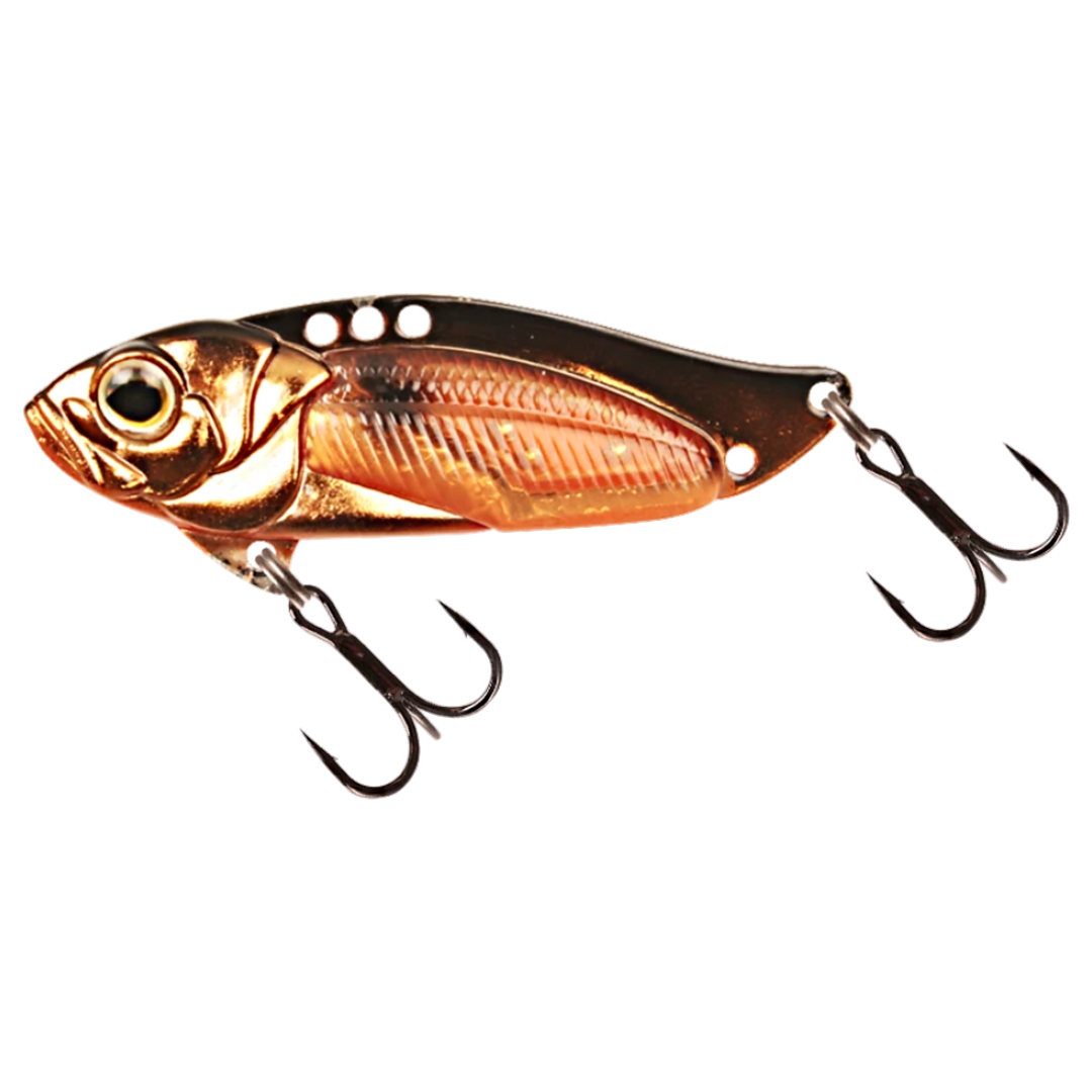 Strike Pro Astro Vibe UV Blade 26g 6.5cm Golden Shiner sivulta, pää vasemmalla