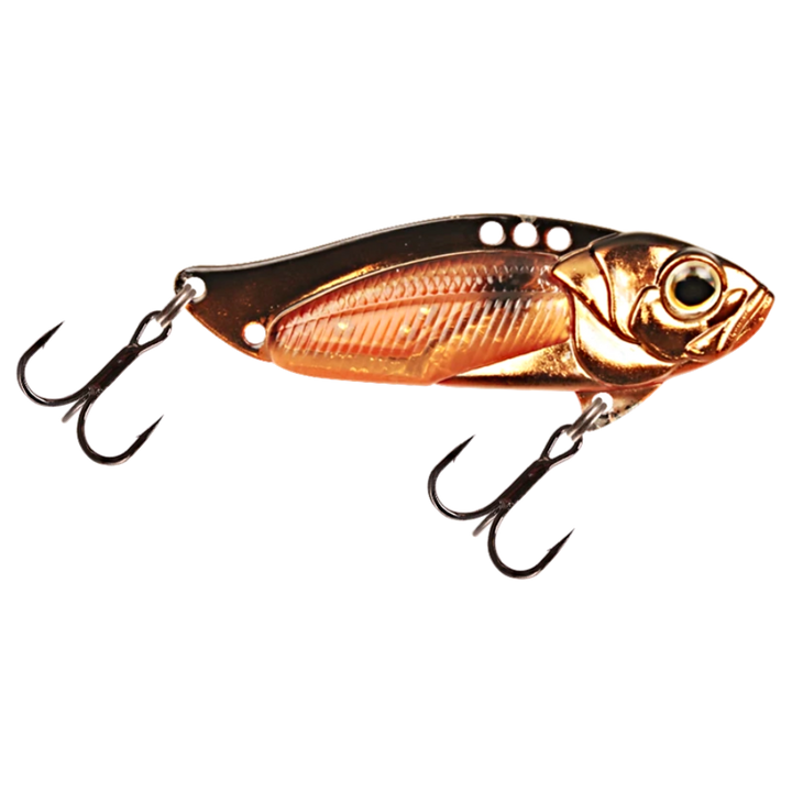 Strike Pro Astro Vibe UV Blade 26g 6.5cm Golden Shiner sivulta, pää oikealla