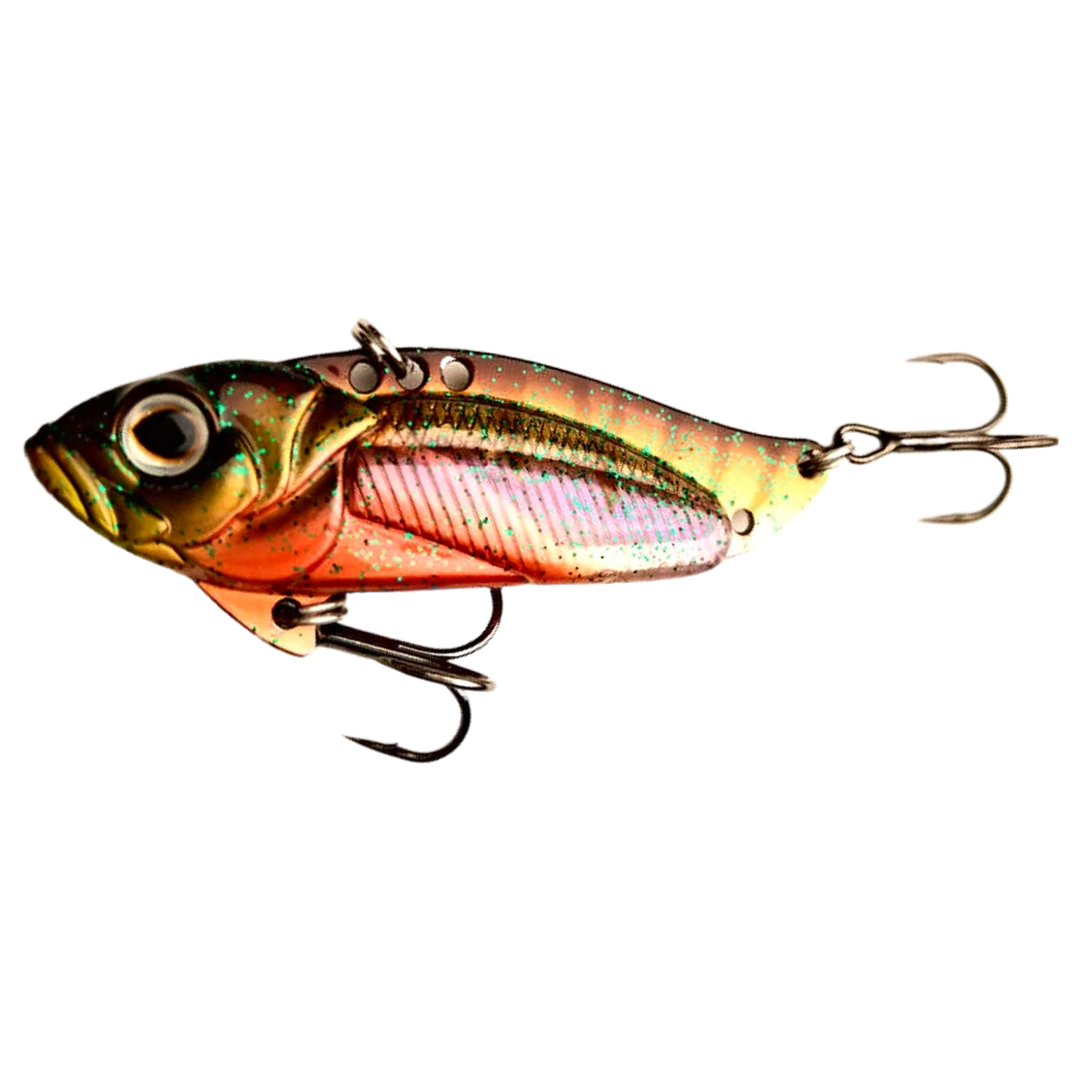 Strike Pro Astro Vibe UV Blade 26g 6.5cm Hot Perch sivulta, pää vasemmalla