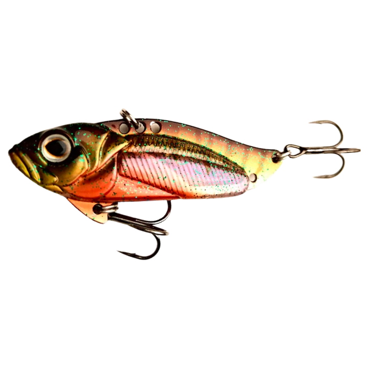 Strike Pro Astro Vibe UV Blade 26g 6.5cm Hot Perch sivulta, pää vasemmalla