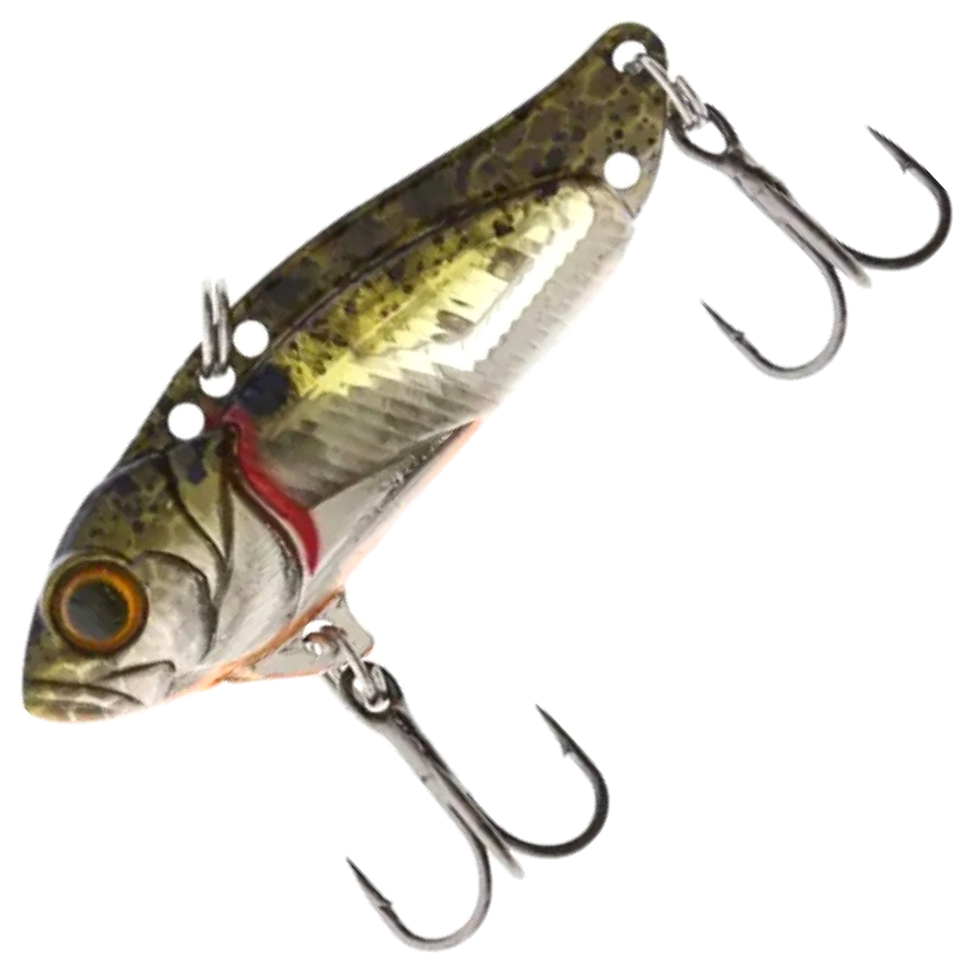 Strike Pro Astro Vibe UV Blade 26g 6.5cm, väri Natural Perch: oliivinruskea selkä, hopeinen kylki ja tummat täplät