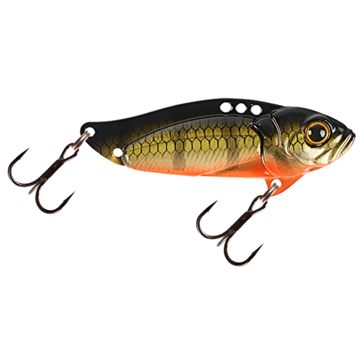 Strike Pro Astro Vibe UV Blade 9.6g 4.5cm Baby Perch sivulta, pää oikealla