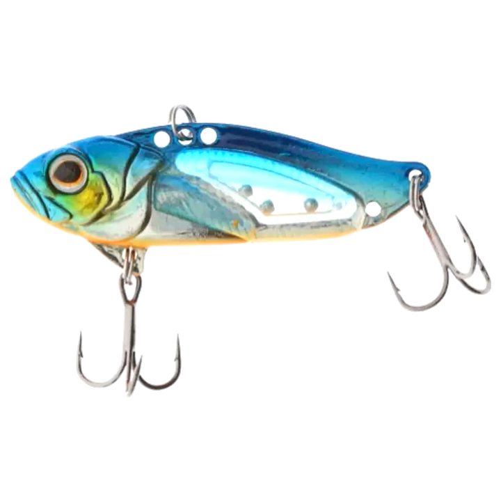Strike Pro Astro Vibe UV Blade 9.6g 4.5cm Blue Silver OB sivulta, pää vasemmalla