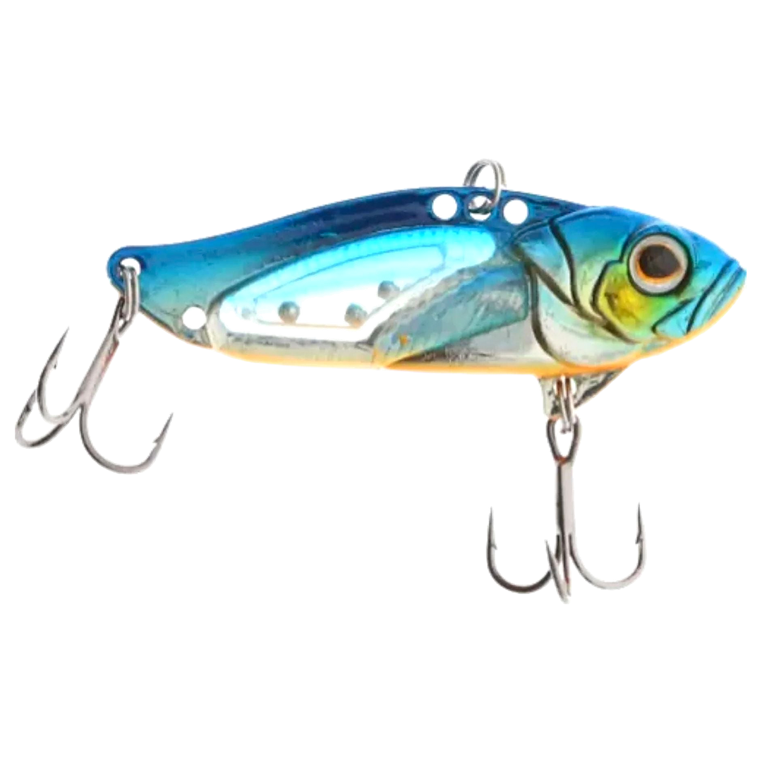 Strike Pro Astro Vibe UV Blade 9.6g 4.5cm Blue Silver OB sivulta, pää oikealla