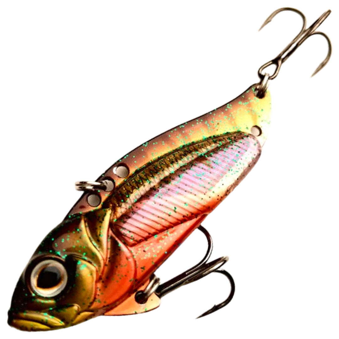Strike Pro Astro Vibe UV Blade 9.6g 4.5cm, väri Hot Perch: oranssinruskea runko ja tummat poikkiraidat